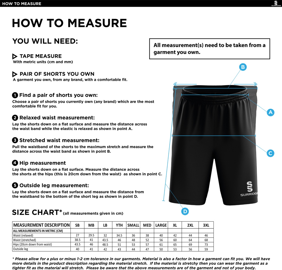 Blagdon CC - Blade Shorts - Size Guide